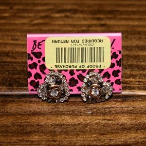 Betsey Johnson Rose Petal Heart Earrings